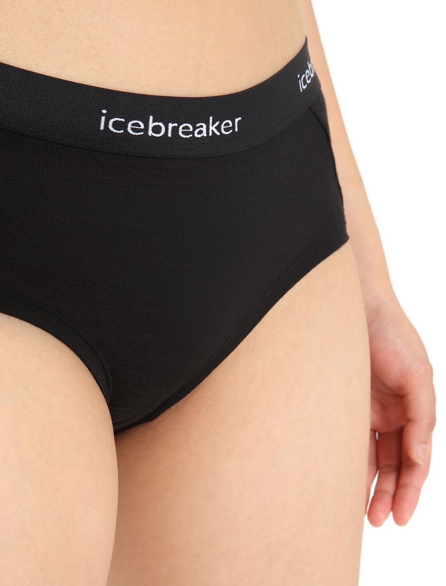 Black Icebreaker Merino Sprite Hot Pants Women's Underwear | AU 1708BEXC